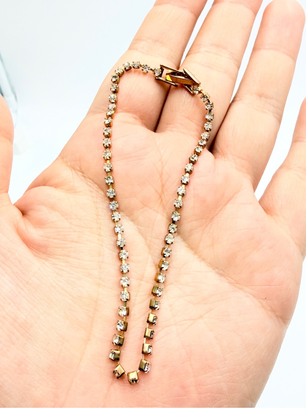 Rose Gold Plated Crystal Tennis Bracelet with Box Clasp
